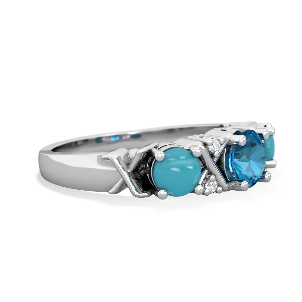 London Topaz Hugs And Kisses 14K White Gold ring R5016