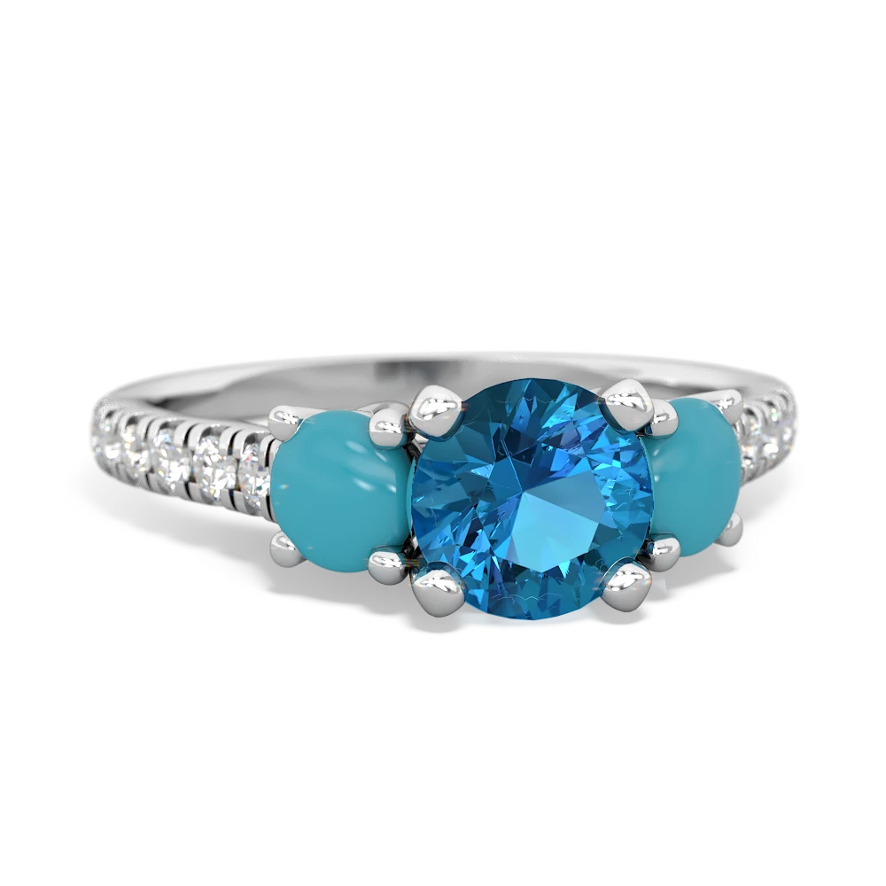 London Topaz Pave Trellis 14K White Gold ring R5500