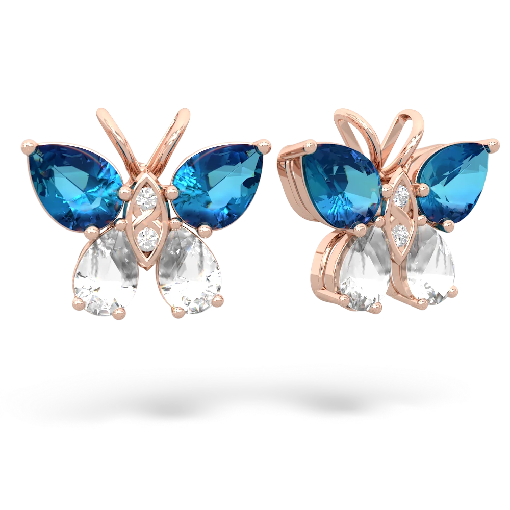 London Topaz Butterfly 14K Rose Gold earrings E2215