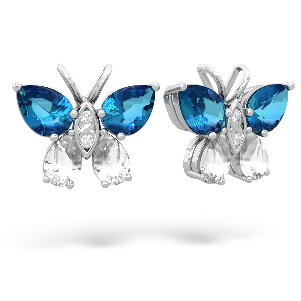 London Topaz Butterfly 14K White Gold earrings E2215