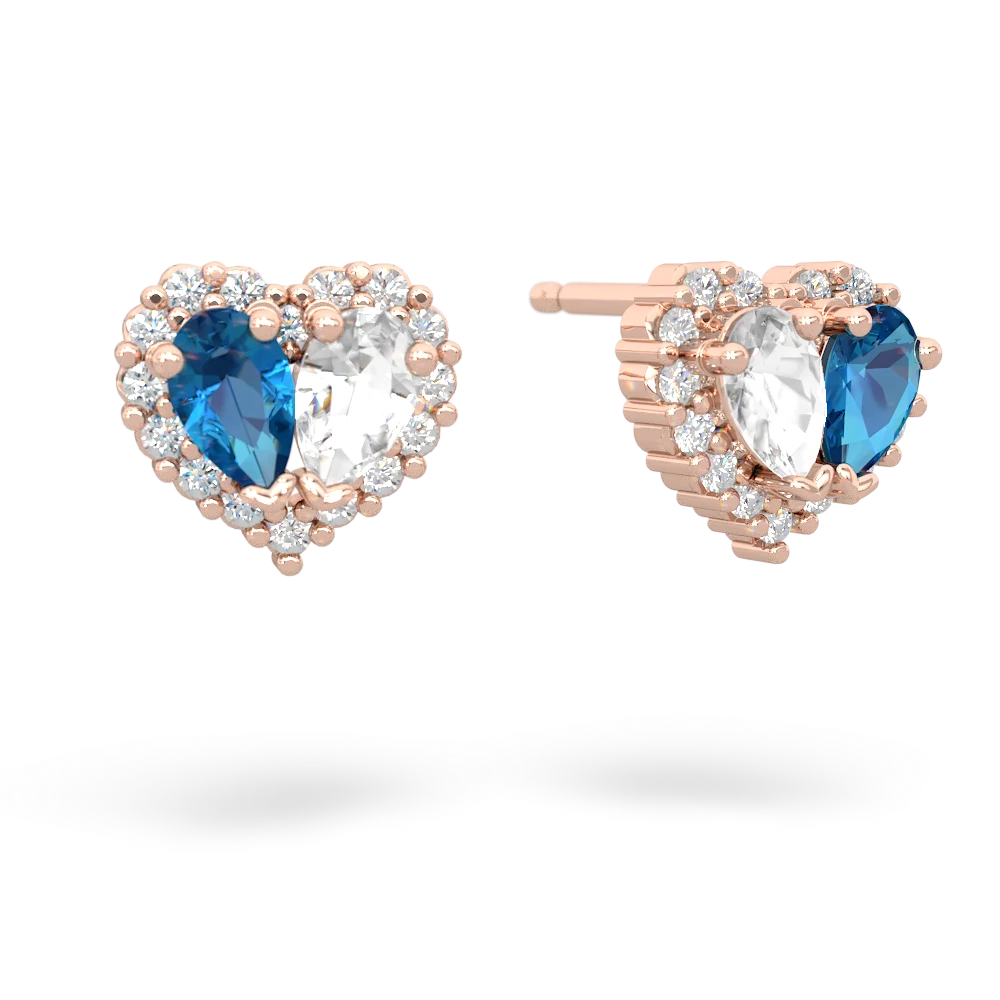 London Topaz Halo 14K Rose Gold earrings E7008