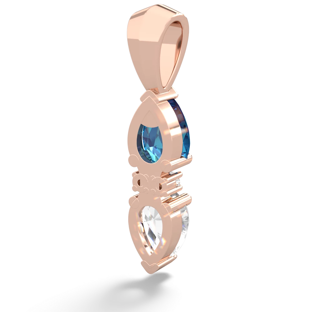 London Topaz Bowtie Drop 14K Rose Gold pendant P0865