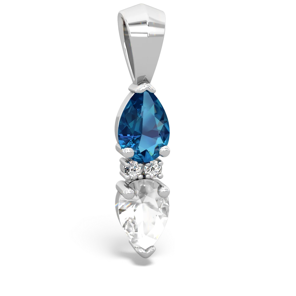 London Topaz Bowtie Drop 14K White Gold pendant P0865