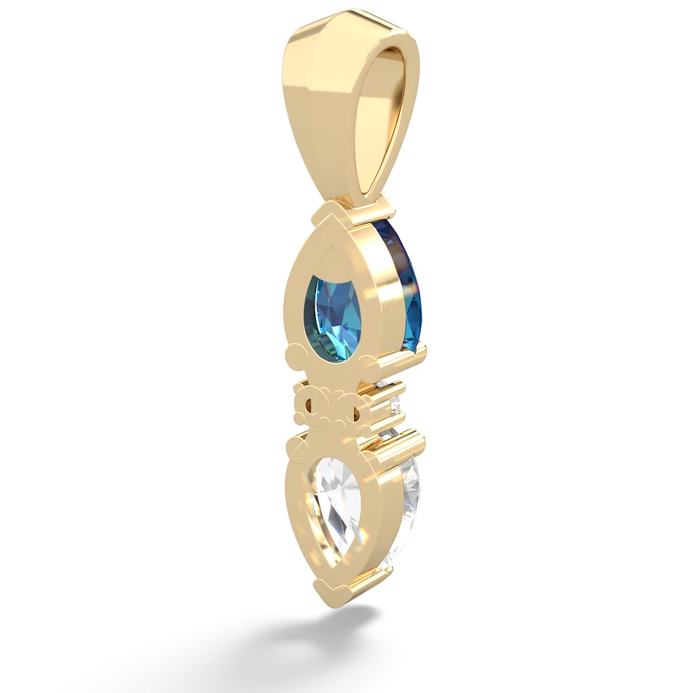 London Topaz Bowtie Drop 14K Yellow Gold pendant P0865