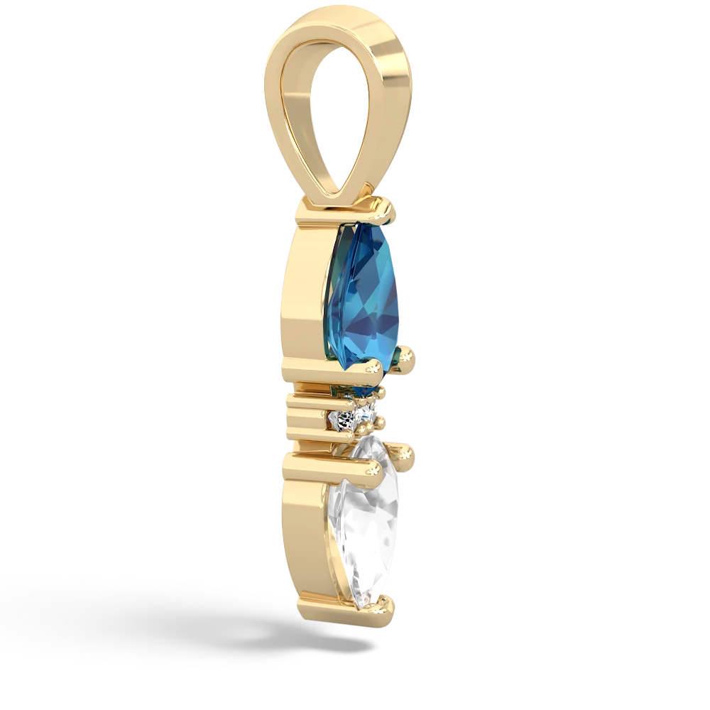 London Topaz Bowtie Drop 14K Yellow Gold pendant P0865