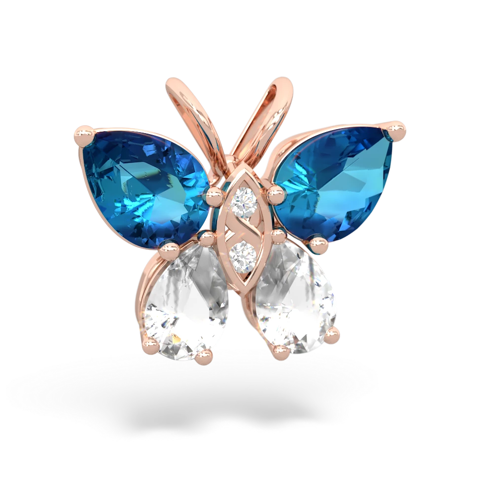 London Topaz Butterfly 14K Rose Gold pendant P2215