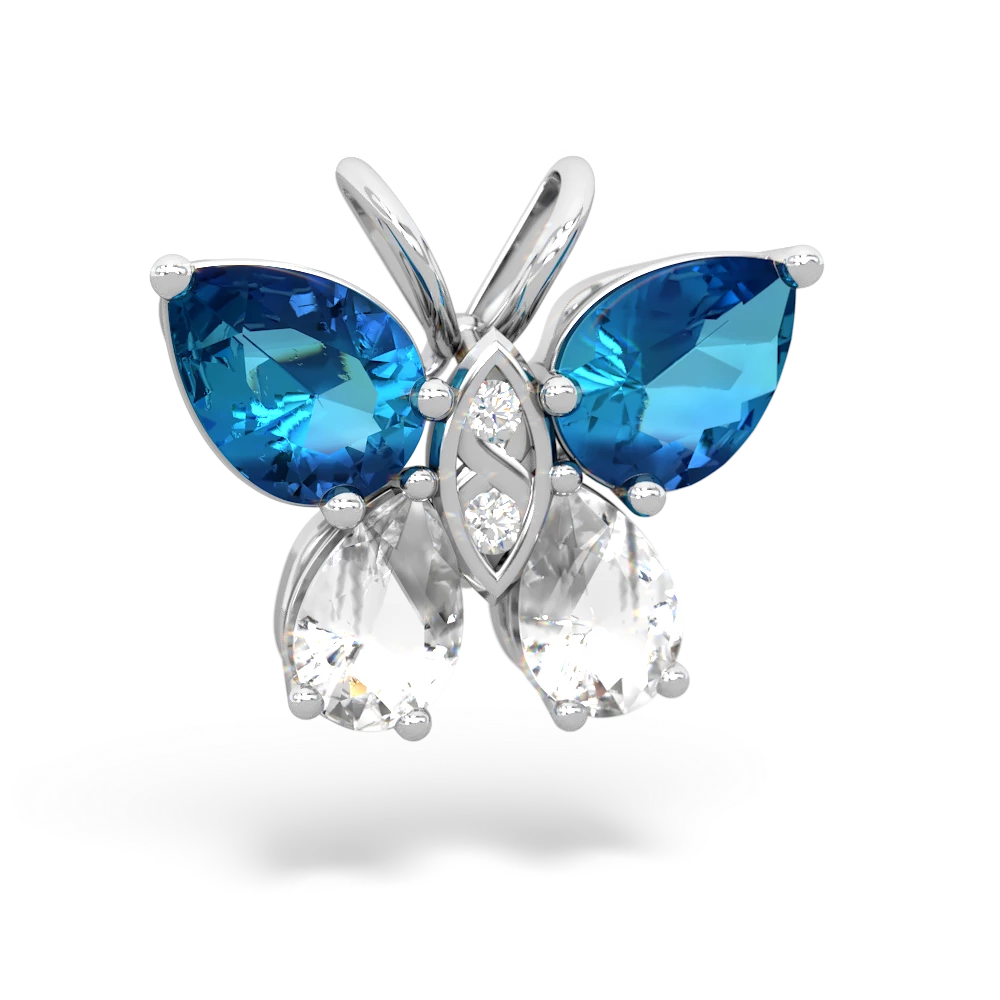 London Topaz Butterfly 14K White Gold pendant P2215