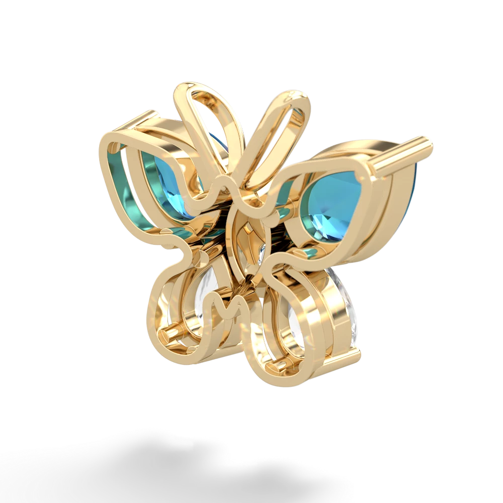 London Topaz Butterfly 14K Yellow Gold pendant P2215