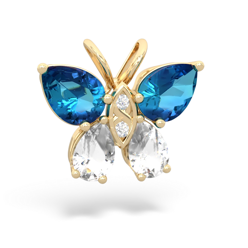 London Topaz Butterfly 14K Yellow Gold pendant P2215