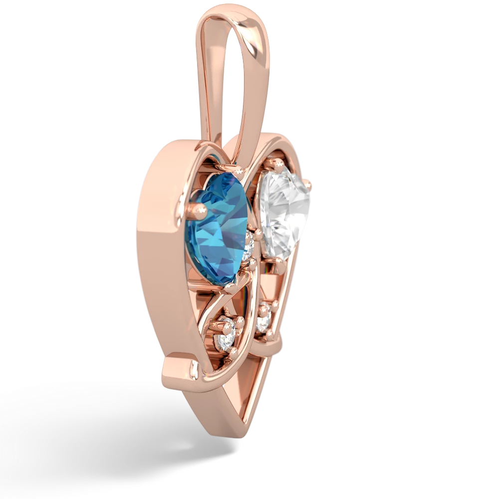 London Topaz Celtic Trinity Heart 14K Rose Gold pendant P5331