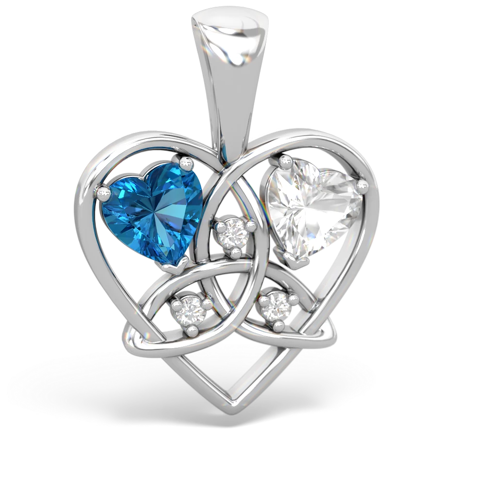 London Topaz Celtic Trinity Heart 14K White Gold pendant P5331