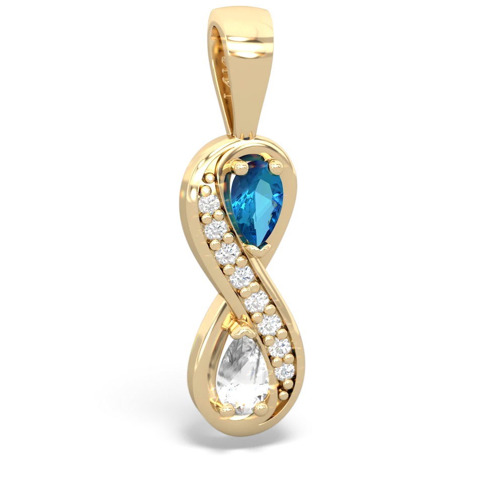 London Topaz Diamond Infinity 14K Yellow Gold pendant P5390