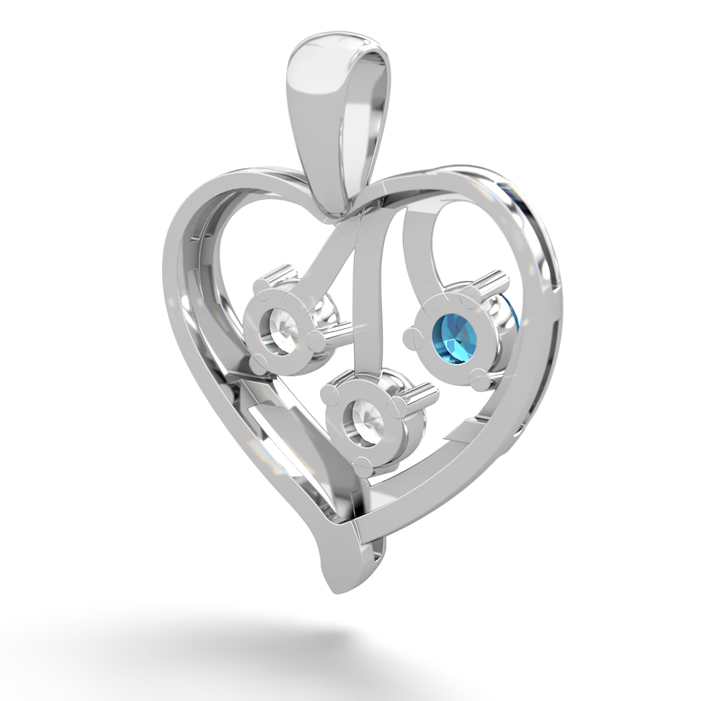 London Topaz Glowing Heart 14K White Gold pendant P2233