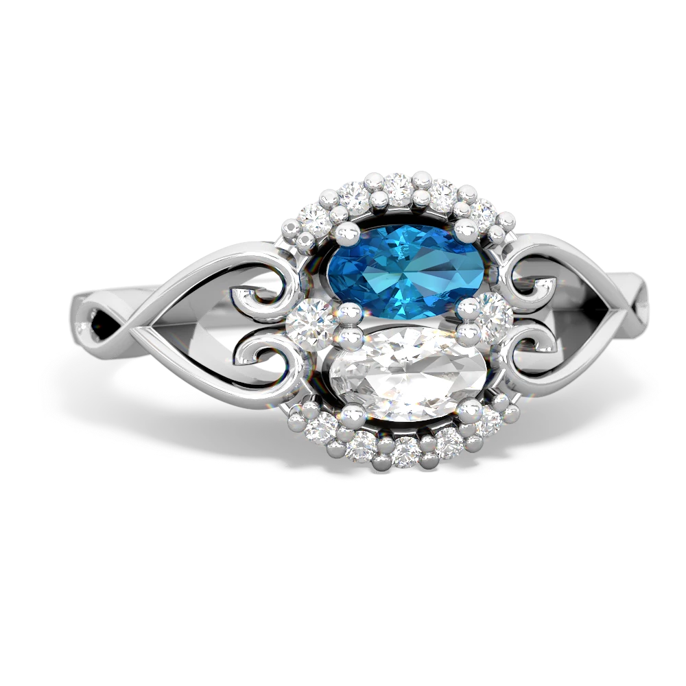 London Topaz Love Nest 14K White Gold ring R5860