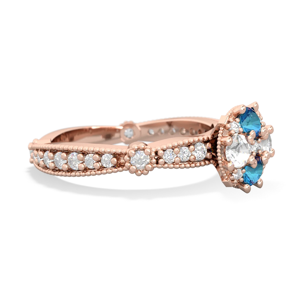 London Topaz Sparkling Tiara Cluster 14K Rose Gold ring R26293RD