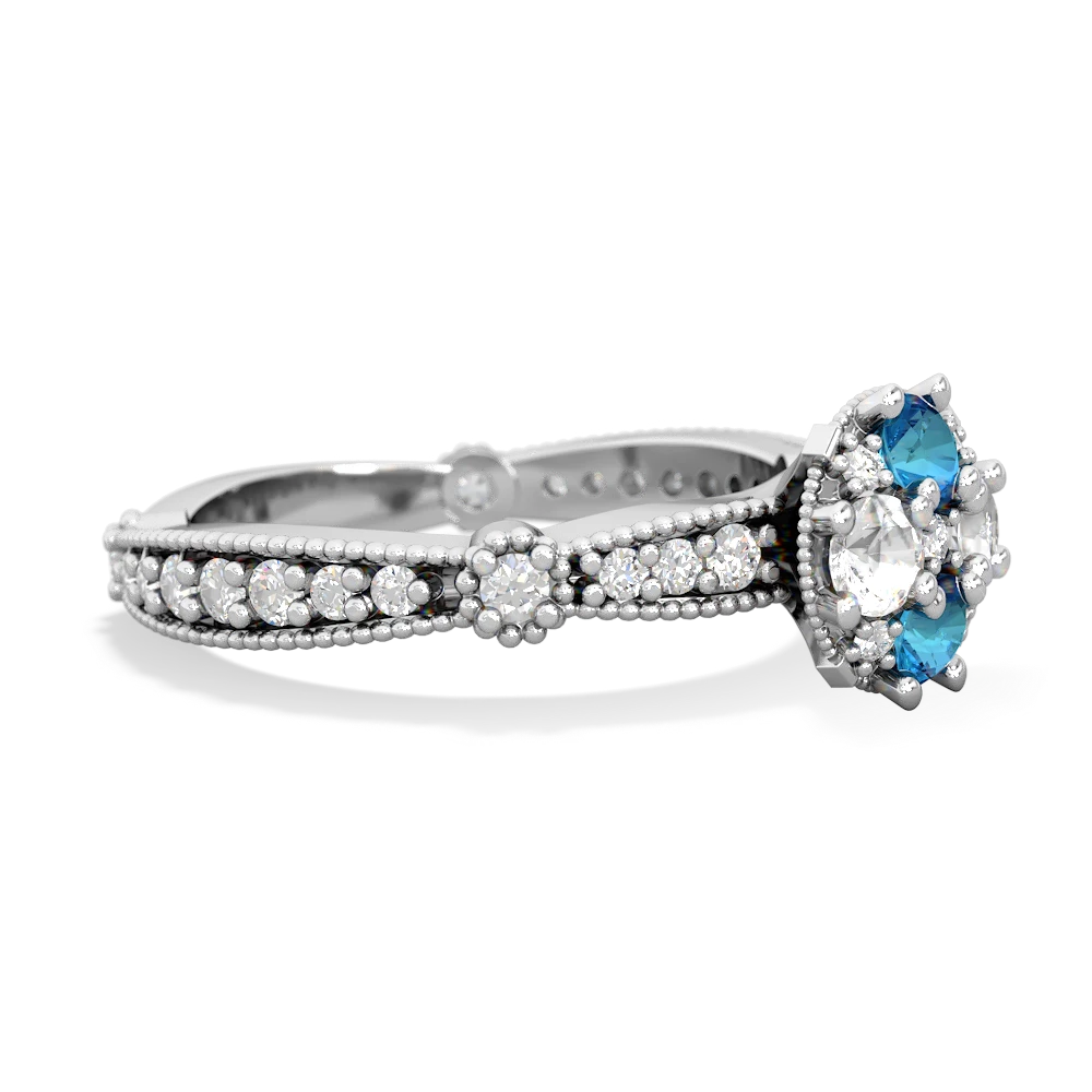 London Topaz Sparkling Tiara Cluster 14K White Gold ring R26293RD