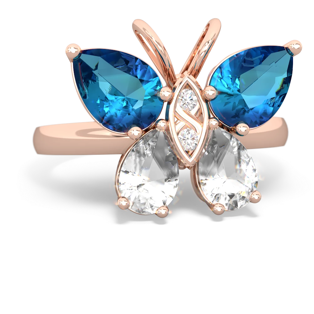 London Topaz Butterfly 14K Rose Gold ring R2215