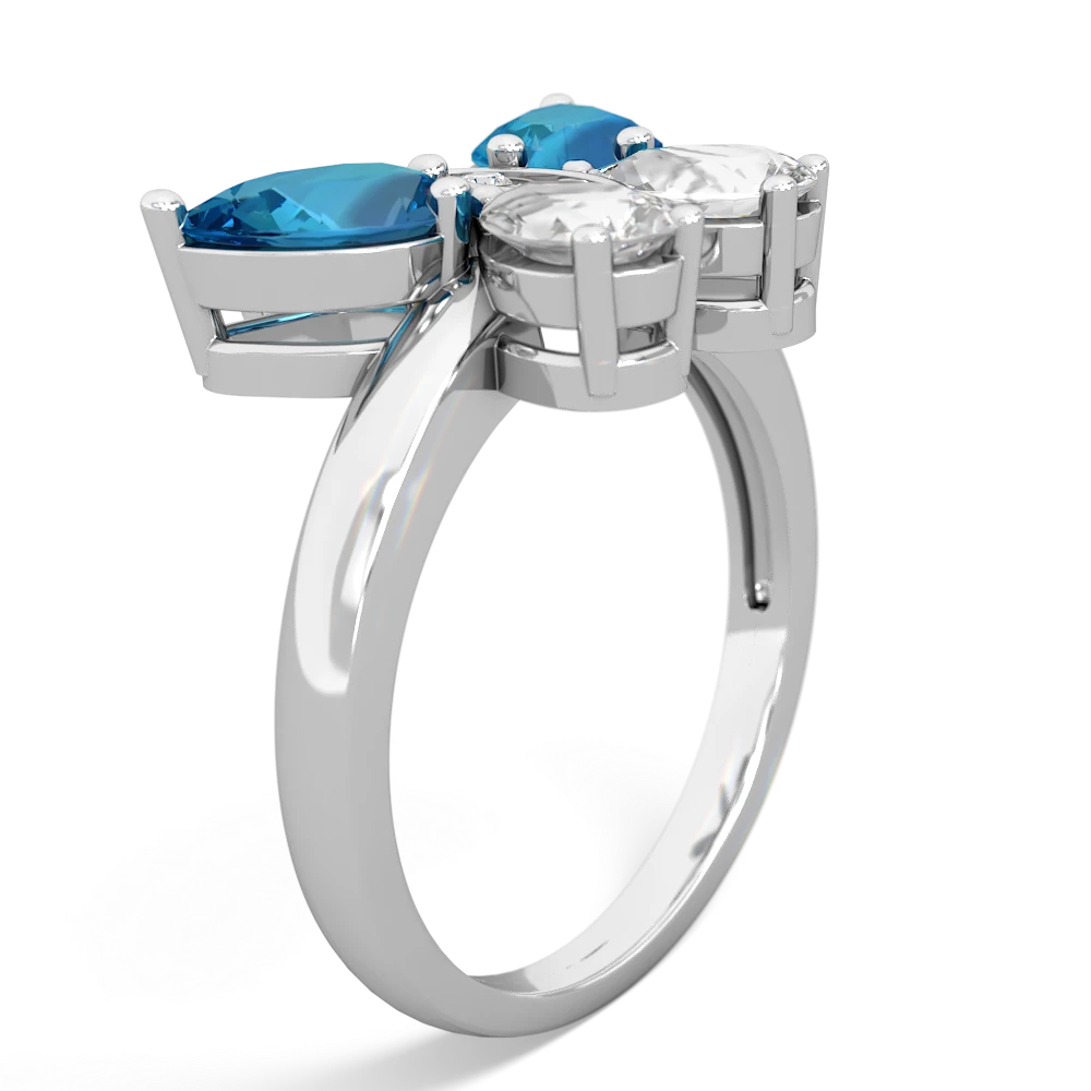 London Topaz Butterfly 14K White Gold ring R2215