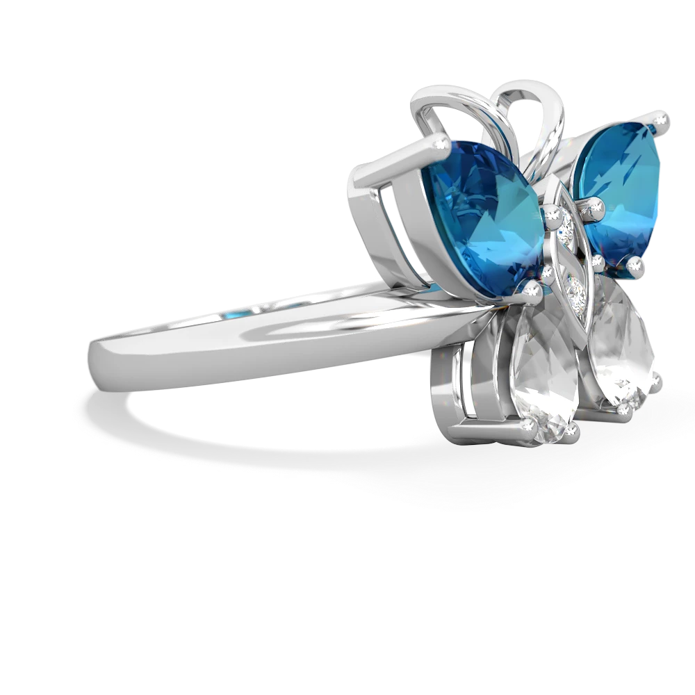 London Topaz Butterfly 14K White Gold ring R2215