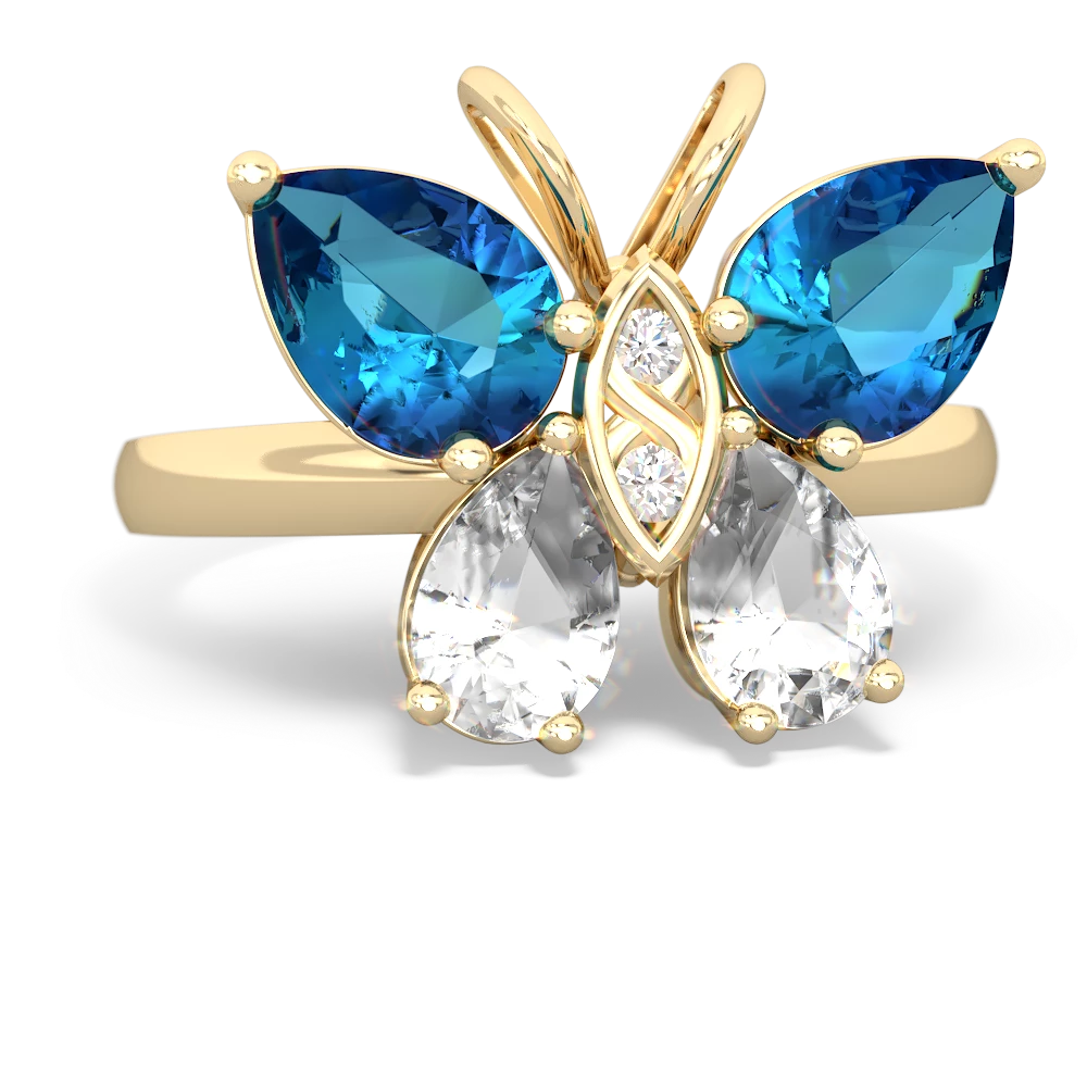 London Topaz Butterfly 14K Yellow Gold ring R2215