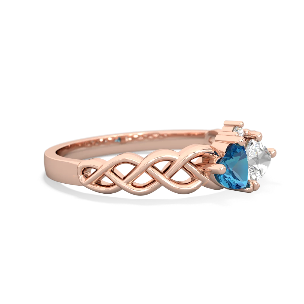 London Topaz Heart To Heart Braid 14K Rose Gold ring R5870