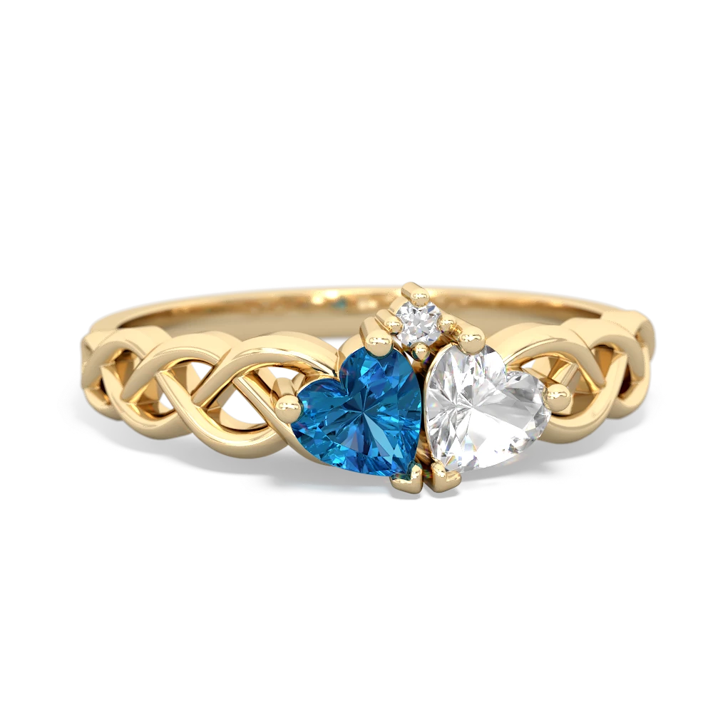 London Topaz Heart To Heart Braid 14K Yellow Gold ring R5870