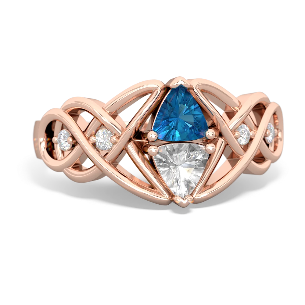 London Topaz Keepsake Celtic Knot 14K Rose Gold ring R5300