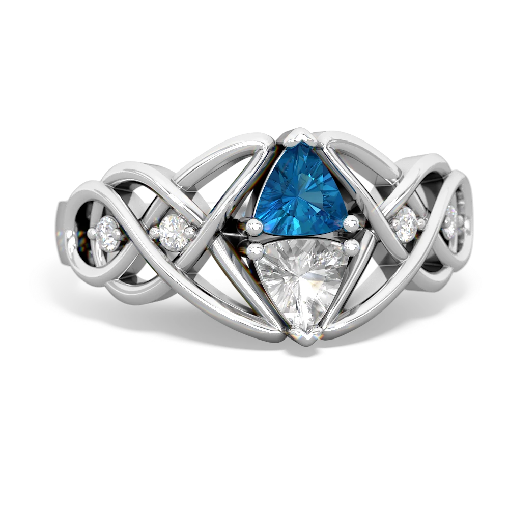 London Topaz Keepsake Celtic Knot 14K White Gold ring R5300