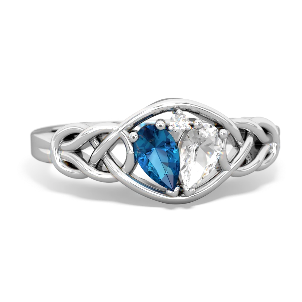 London Topaz Celtic Love Knot 14K White Gold ring R5420