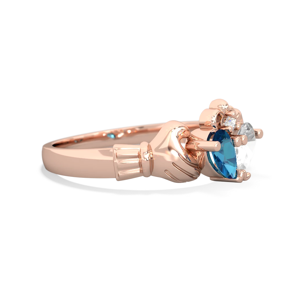 London Topaz 'Our Heart' Claddagh 14K Rose Gold ring R2388