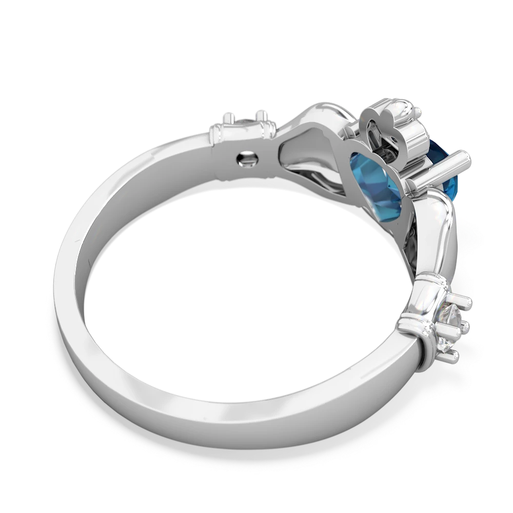 London Topaz Claddagh Keepsake 14K White Gold ring R5245