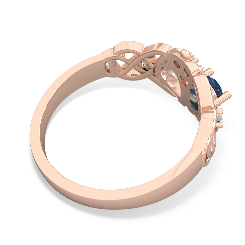 London Topaz 'One Heart' Celtic Knot Claddagh 14K Rose Gold ring R5322