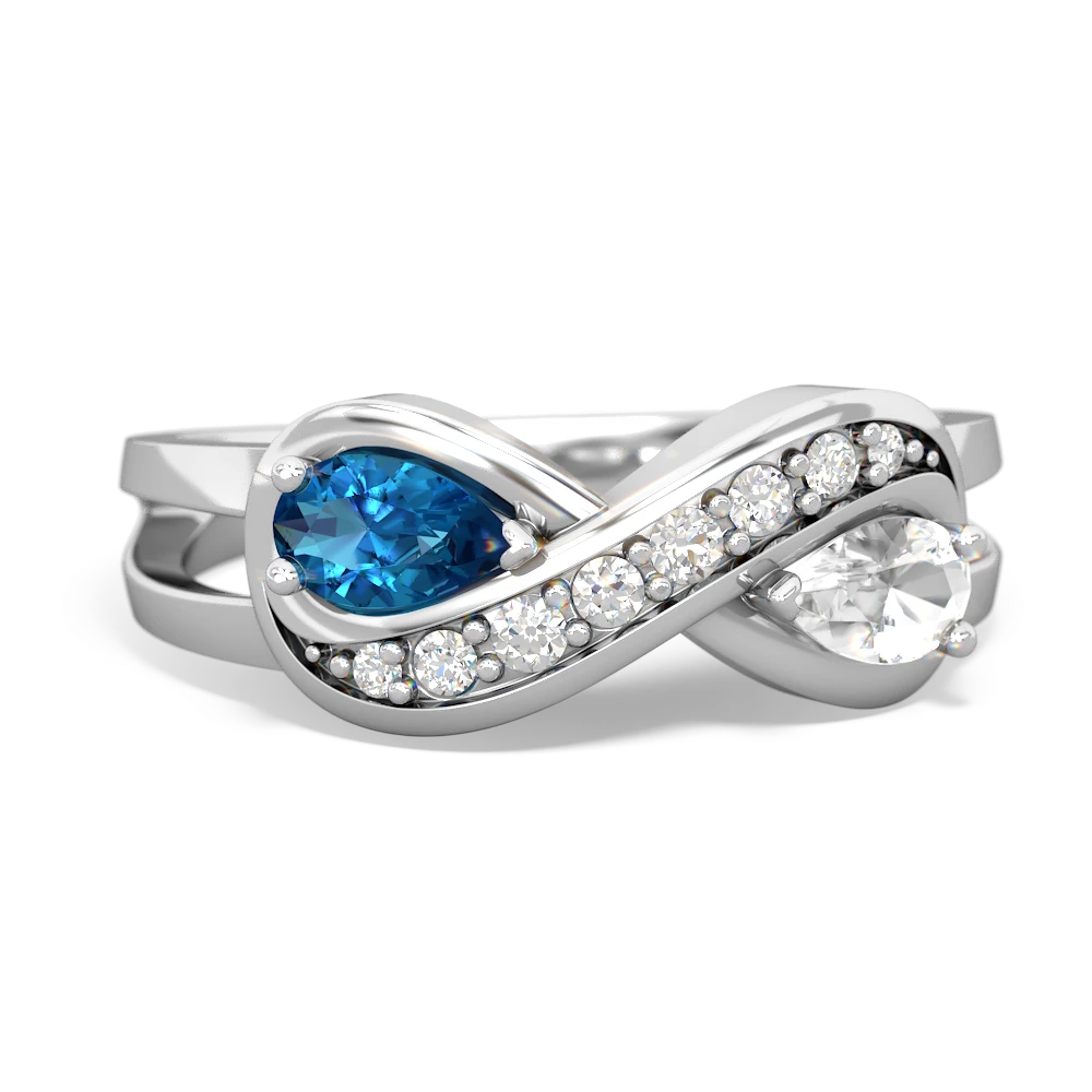 London Topaz Diamond Infinity 14K White Gold ring R5390