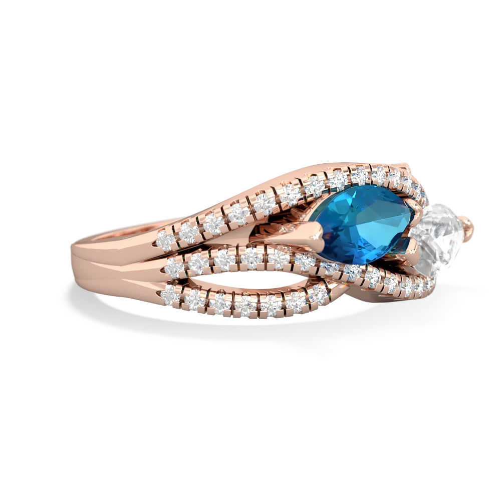 London Topaz Diamond Rivers 14K Rose Gold ring R3070