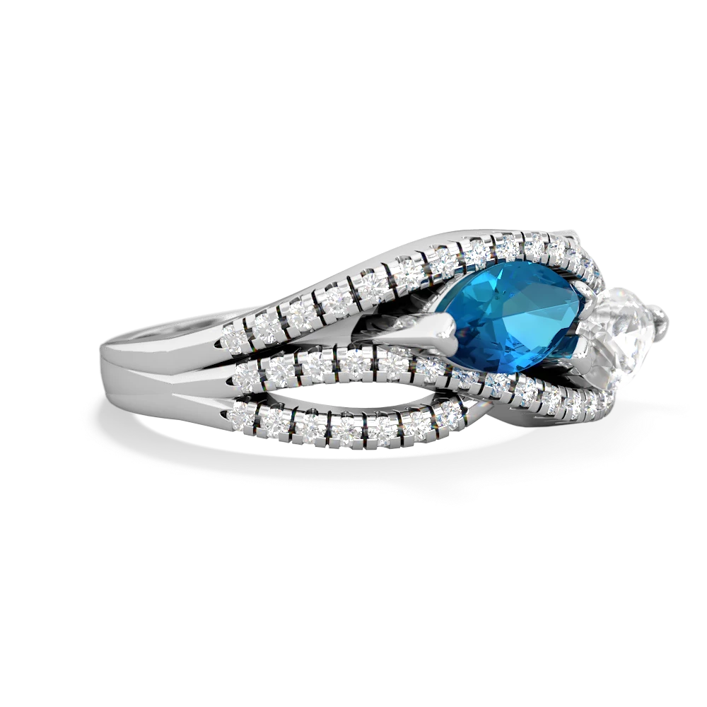 London Topaz Diamond Rivers 14K White Gold ring R3070