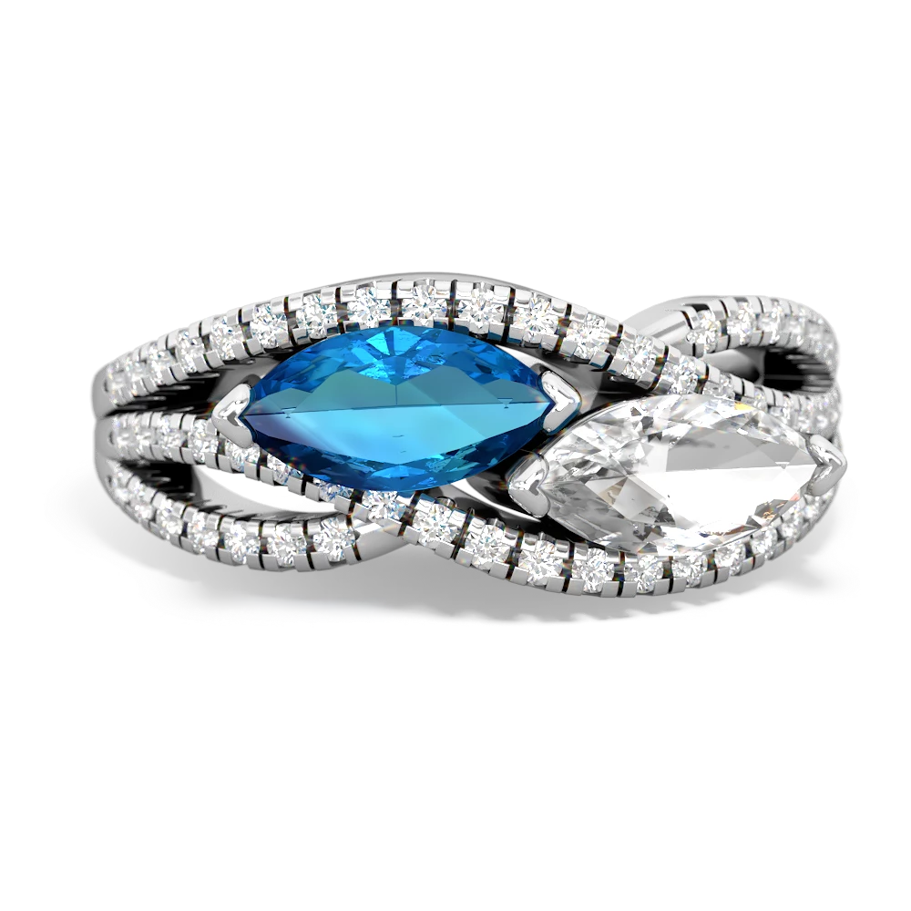 London Topaz Diamond Rivers 14K White Gold ring R3070