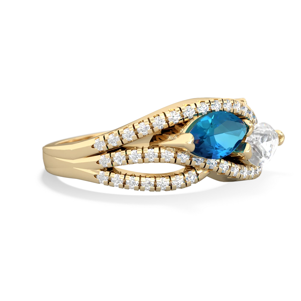 London Topaz Diamond Rivers 14K Yellow Gold ring R3070