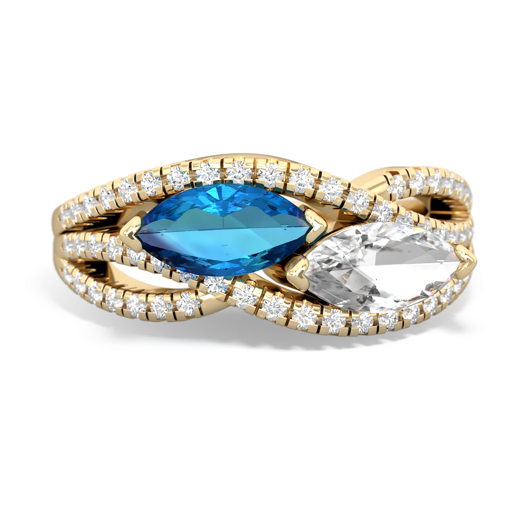 London Topaz Diamond Rivers 14K Yellow Gold ring R3070