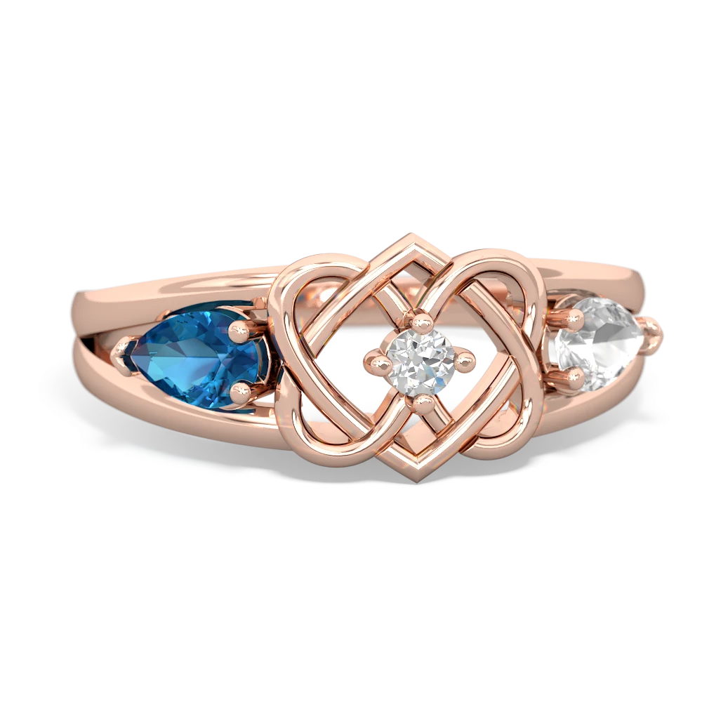 London Topaz Hearts Intertwined 14K Rose Gold ring R5880