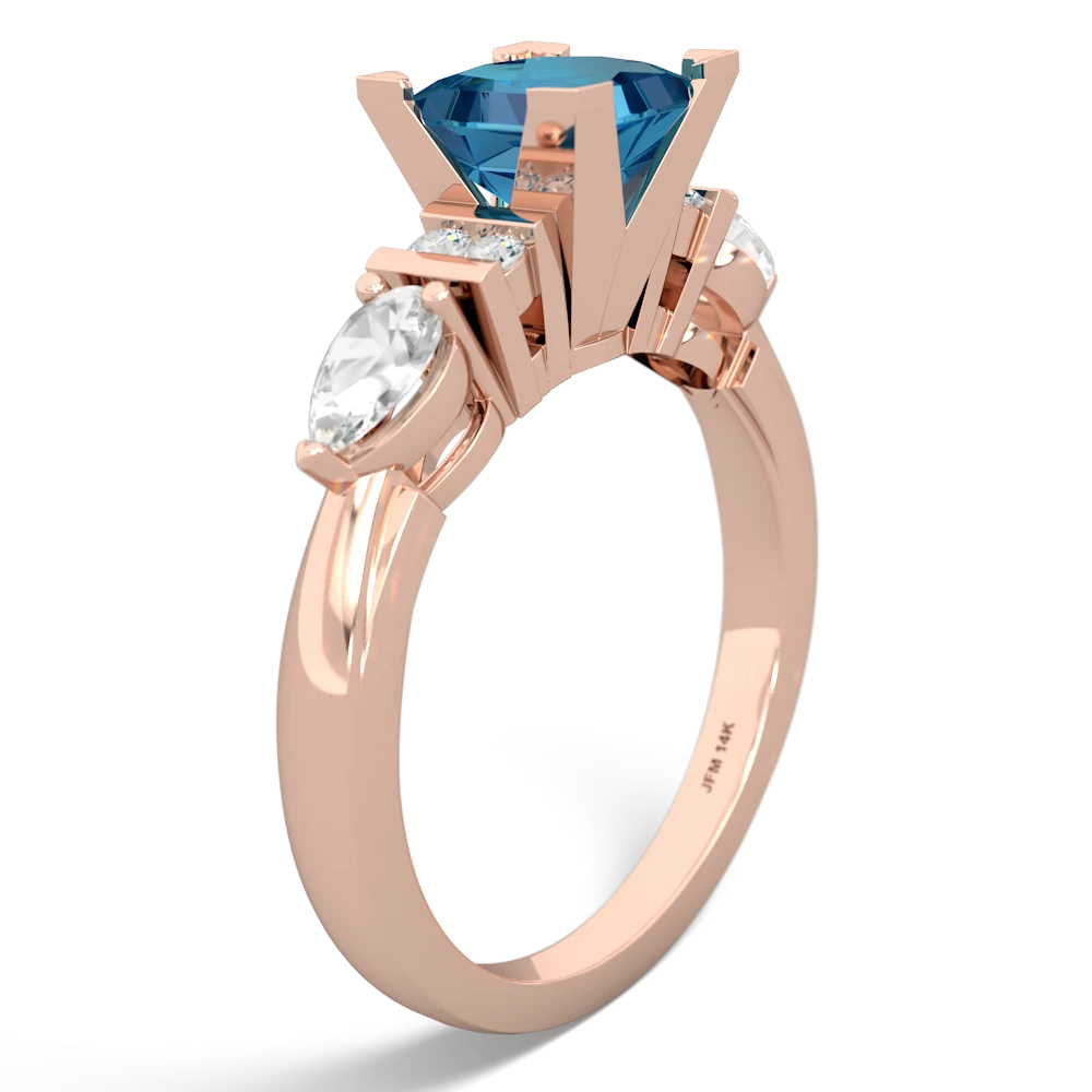 London Topaz 6Mm Princess Eternal Embrace Engagement 14K Rose Gold ring C2002