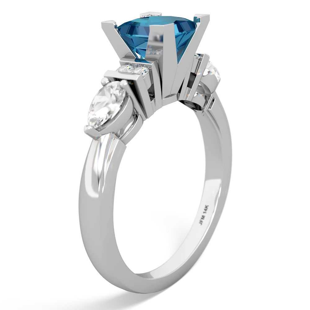 London Topaz 6Mm Princess Eternal Embrace Engagement 14K White Gold ring C2002