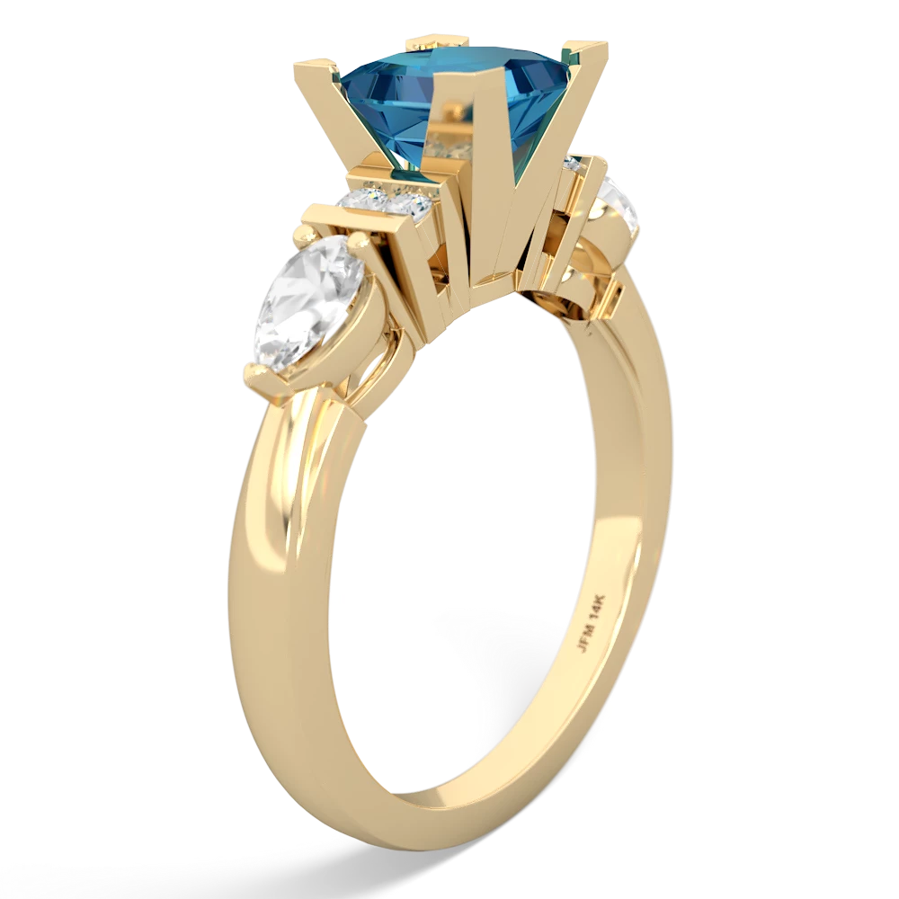 London Topaz 6Mm Princess Eternal Embrace Engagement 14K Yellow Gold ring C2002