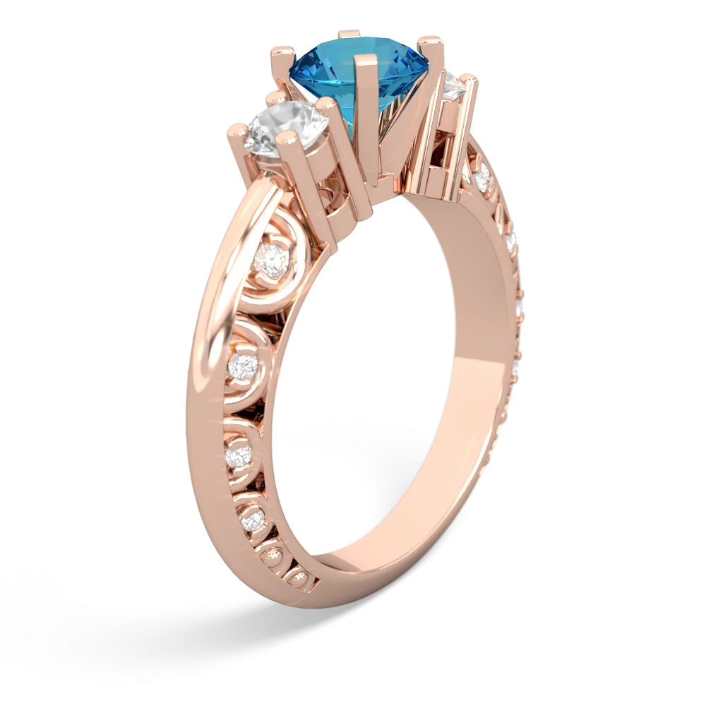 London Topaz Art Deco Eternal Embrace Engagement 14K Rose Gold ring C2003