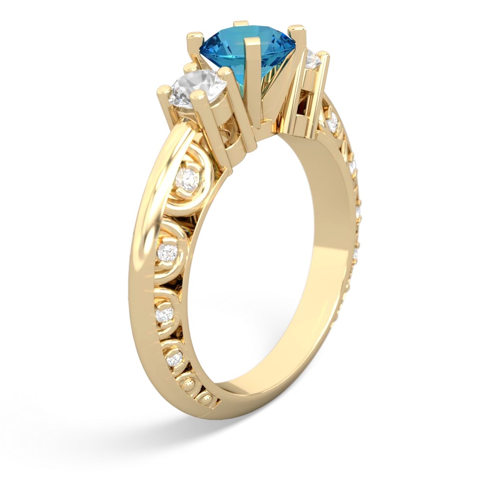 London Topaz Art Deco Eternal Embrace Engagement 14K Yellow Gold ring C2003