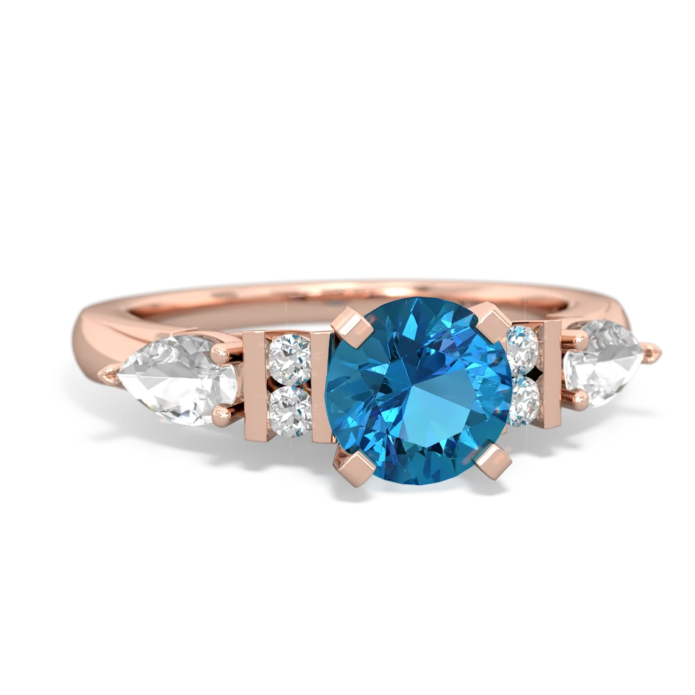 London Topaz 6Mm Round Eternal Embrace Engagement 14K Rose Gold ring R2005