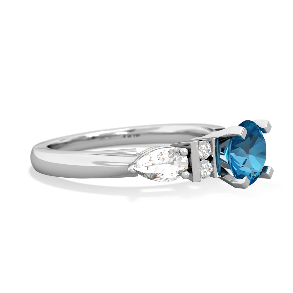 London Topaz 6Mm Round Eternal Embrace Engagement 14K White Gold ring R2005