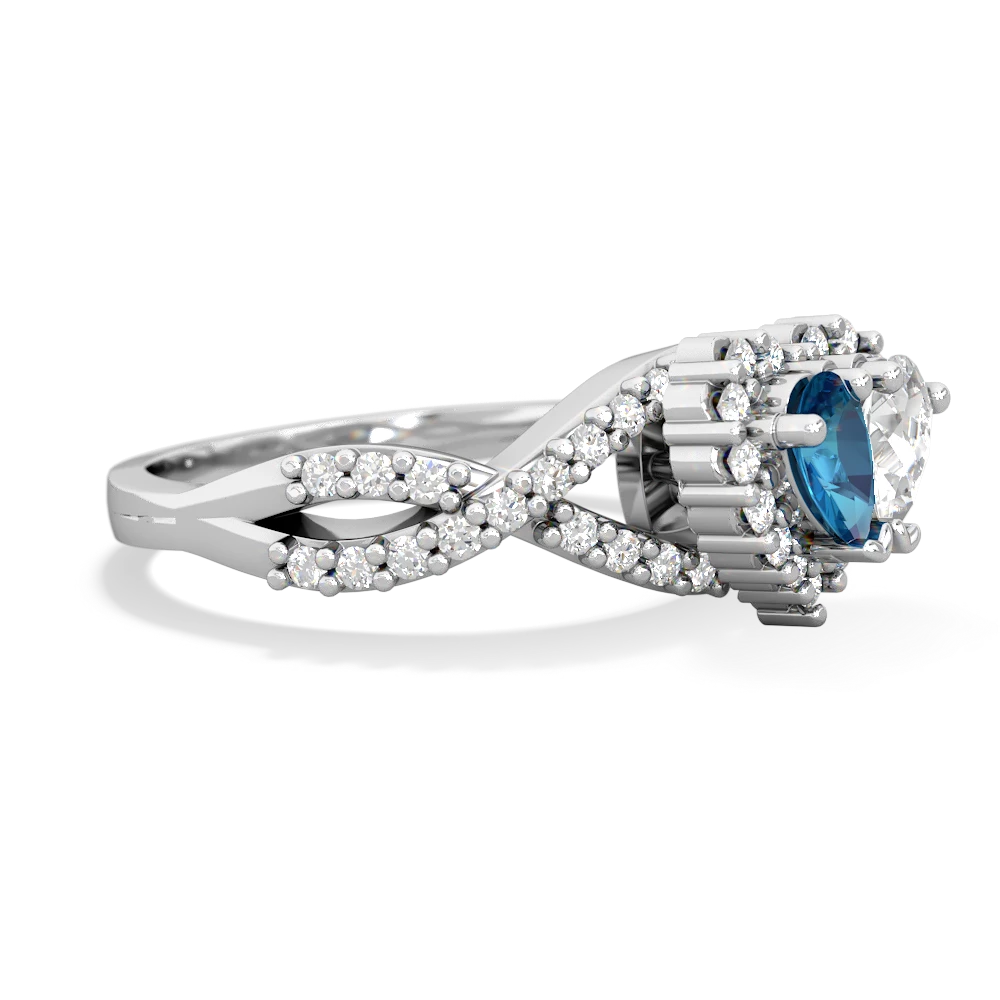 London Topaz Diamond Twist 'One Heart' 14K White Gold ring R2640HRT
