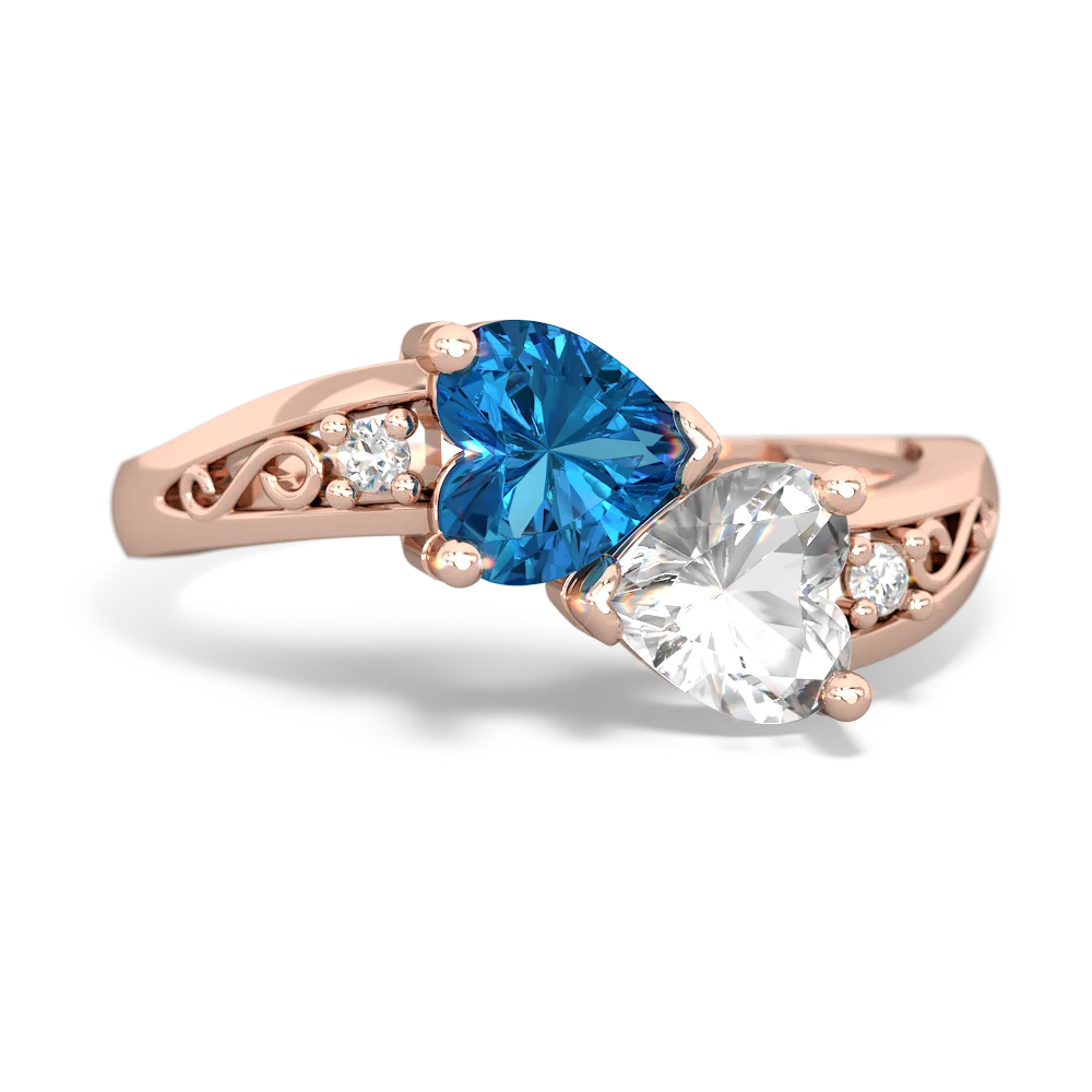 London Topaz Snuggling Hearts 14K Rose Gold ring R2178