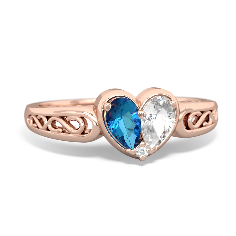 London Topaz Filligree 'One Heart' 14K Rose Gold ring R5070