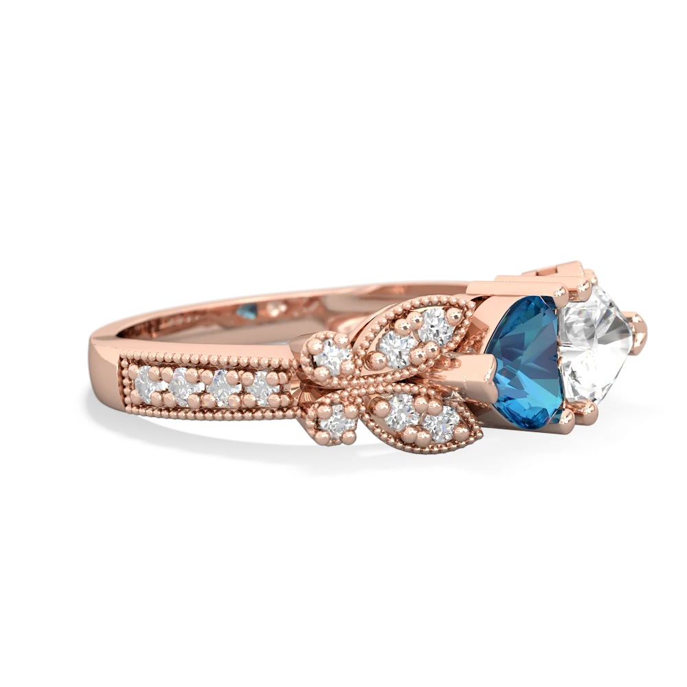 London Topaz Diamond Butterflies 14K Rose Gold ring R5601